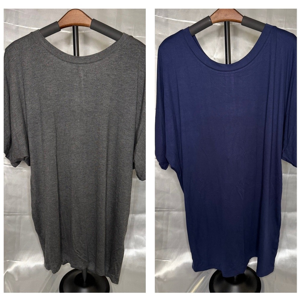 Lot of 2 Free to Live Dolman Sleeve Tunic Tops  Gray Navy Casual Womens XXL NEW